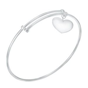 925 Sterling Silver Love Heart Bracelet Bangle